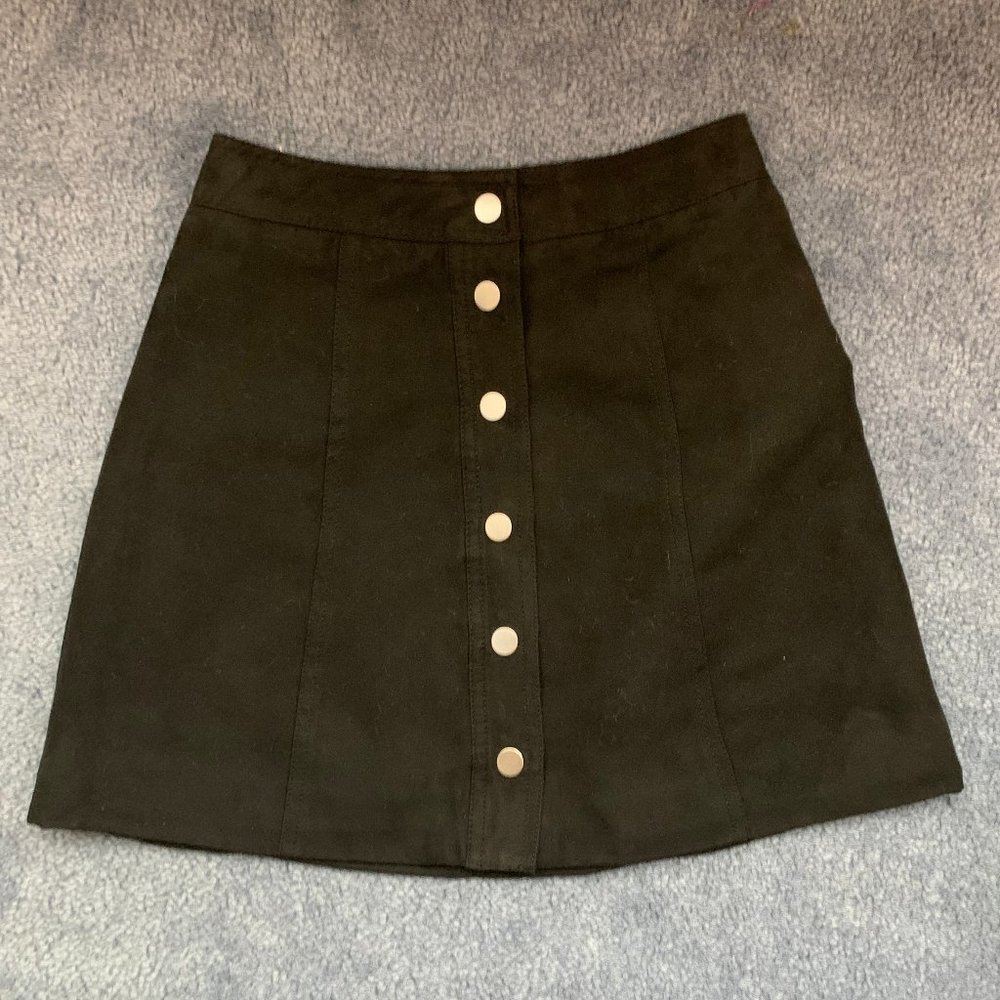 Black H&M Fuax Suede A-Line Skirt XS (0)